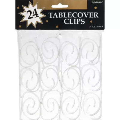  PartyCity CLEAR Table Cover Clips 24ct