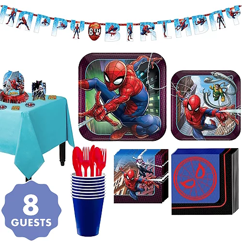 PartyCity Ultimate Spider-Man Tableware Party Kit for 8 Guests