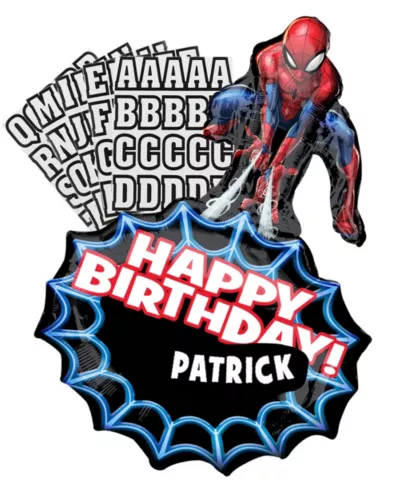PartyCity Personalized Spider-Man Birthday Balloon Kit 23in x 34in