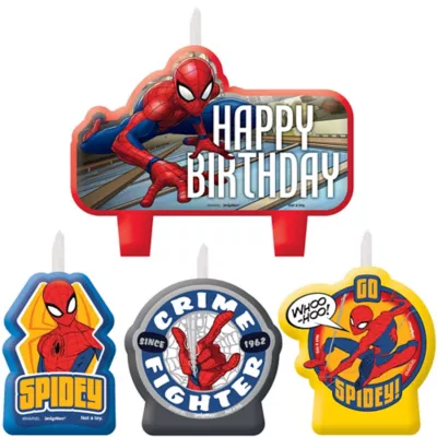 PartyCity Spider-Man Webbed Wonder Birthday Candles 4ct