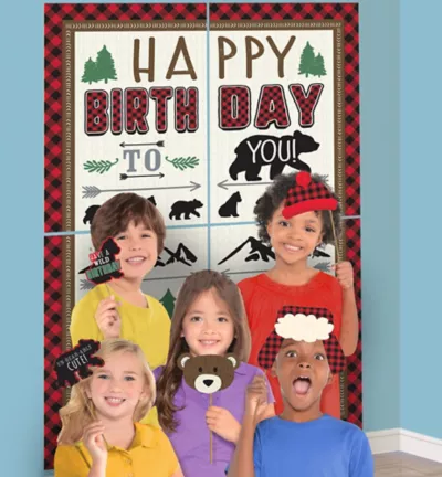  PartyCity Little Lumberjack Scene Setter with Photo Booth Props