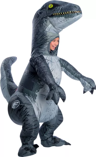 PartyCity Child Inflatable Blue Velociraptor Costume - Jurassic World: Fallen Kingdom