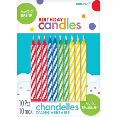 PartyCity Multicolor Magic Re-Lite Spiral Birthday Candles 10ct