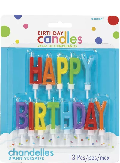 PartyCity Rainbow Happy Birthday Toothpick Candle Set 13pc