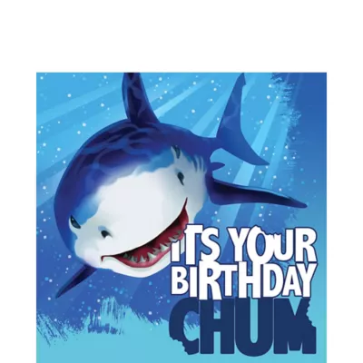 PartyCity Shark Birthday Lunch Napkins 16ct