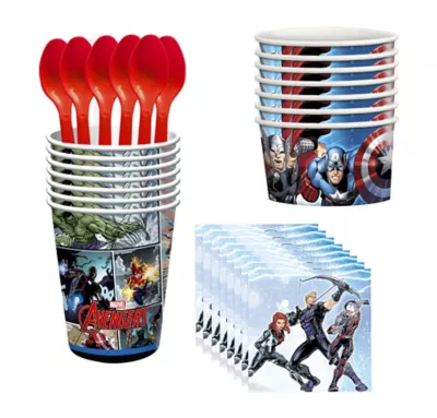 PartyCity Avengers Tableware Party Kit for 8 Guests