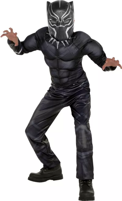 PartyCity Boys Black Panther Muscle Costume - Black Panther