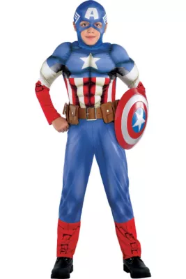 PartyCity Boys Captain America Muscle Costume Classic