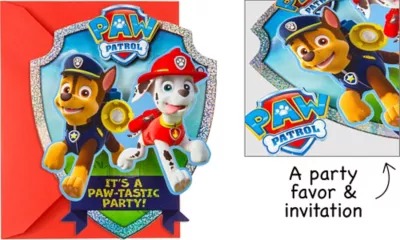 PartyCity Premium Prismatic PAW Patrol Invitations with Badges 8ct