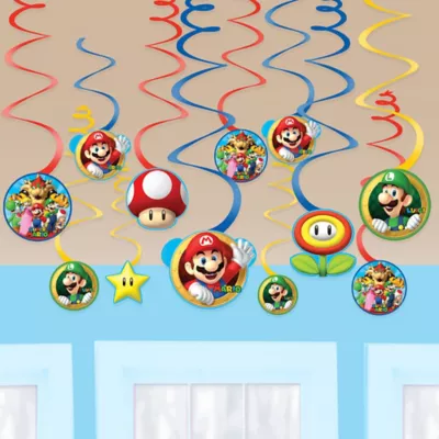 PartyCity Super Mario Swirl Decorations 12ct