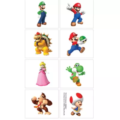 PartyCity Super Mario Tattoos 1 Sheet