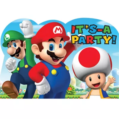 PartyCity Super Mario Invitations 8ct