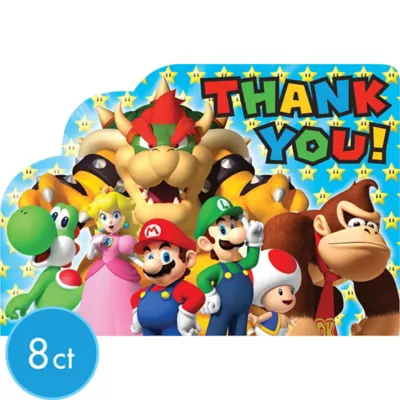 PartyCity Super Mario Thank You Notes 8ct