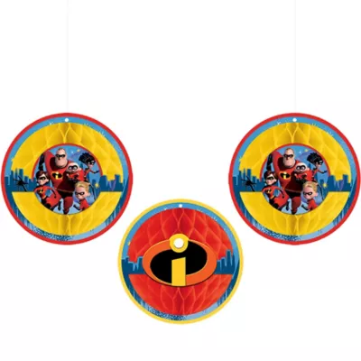 PartyCity Incredibles 2 Honeycomb Balls 3ct