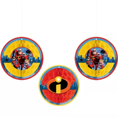  PartyCity Incredibles 2 Honeycomb Balls 3ct