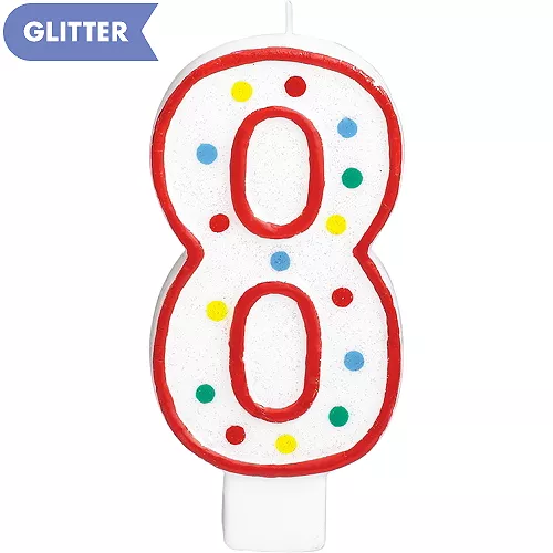 PartyCity Giant Glitter Red Outline Number 8 Birthday Candle