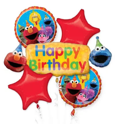 PartyCity Sesame Street Birthday Balloon Bouquet 5pc