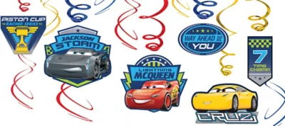 PartyCity Cars 3 Swirl Decorations 12ct