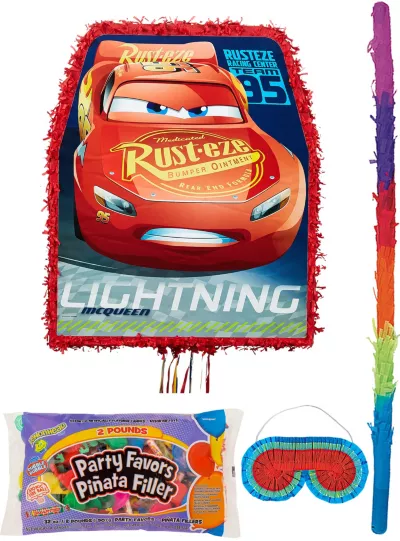 PartyCity Lightning McQueen Pinata Kit with Candy & Favors - Cars 3