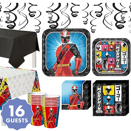 PartyCity Power Rangers Ninja Steel Tableware Party Kit for 16 Guests
