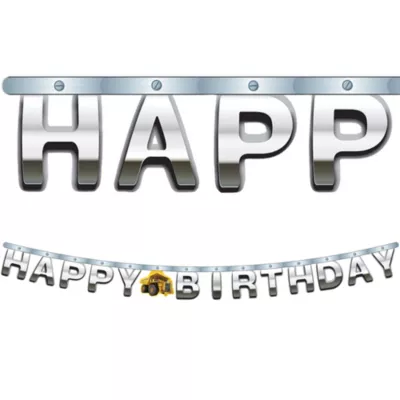 PartyCity Metallic Construction Zone Birthday Banner