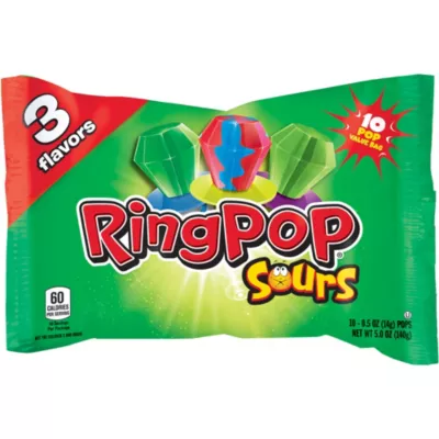 PartyCity Topps Sour Ring Pops Candy 10ct