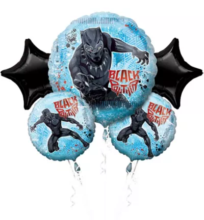 PartyCity Black Panther Balloon Bouquet 5pc