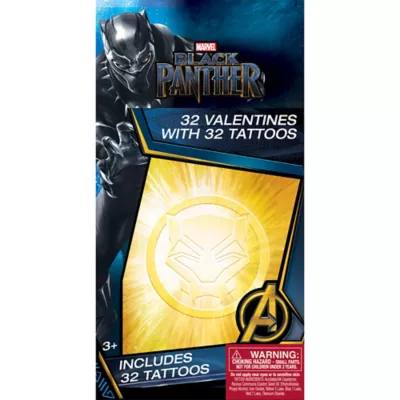 PartyCity Black Panther Valentine Exchange Cards with Favors 32ct