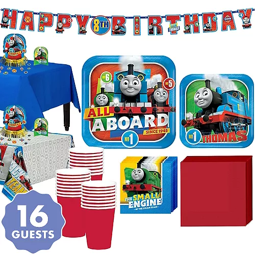 PartyCity Thomas The Tank Engine Tableware Party Kit for 16 Guests