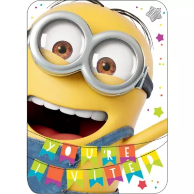 PartyCity Premium 3D Despicable Me Minion Invitations 8ct