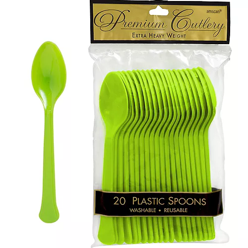 PartyCity Kiwi Green Premium Plastic Spoons 20ct