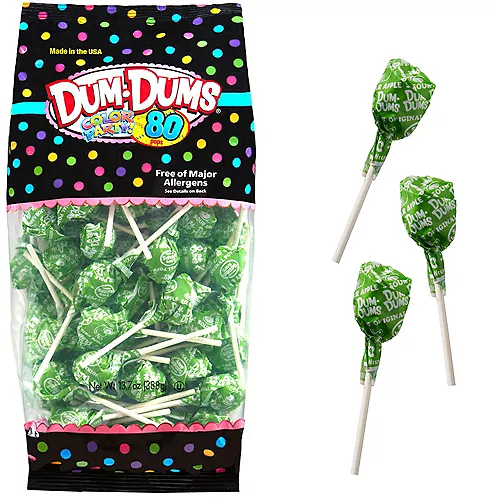 PartyCity Kiwi Green Dum Dums Lollipops 80pc