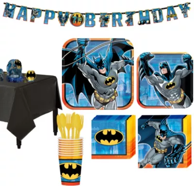 PartyCity Batman Tableware Party Kit for 8 Guests