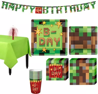 PartyCity Pixelated Basic Party Kit for 8 Guests