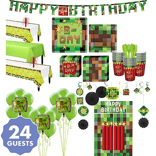 PartyCity Pixelated Ultimate Party Kit for 24 Guests