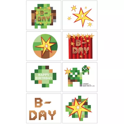 PartyCity Pixelated Tattoos 1 Sheet