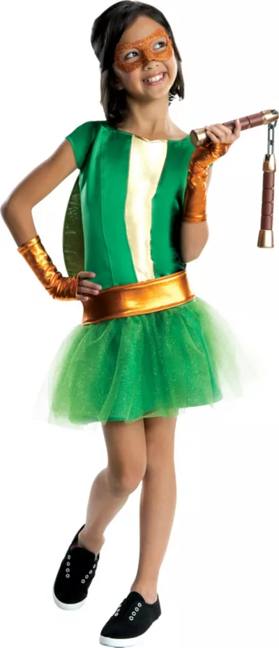 PartyCity Girls Michelangelo Costume Deluxe - Teenage Mutant Ninja Turtles