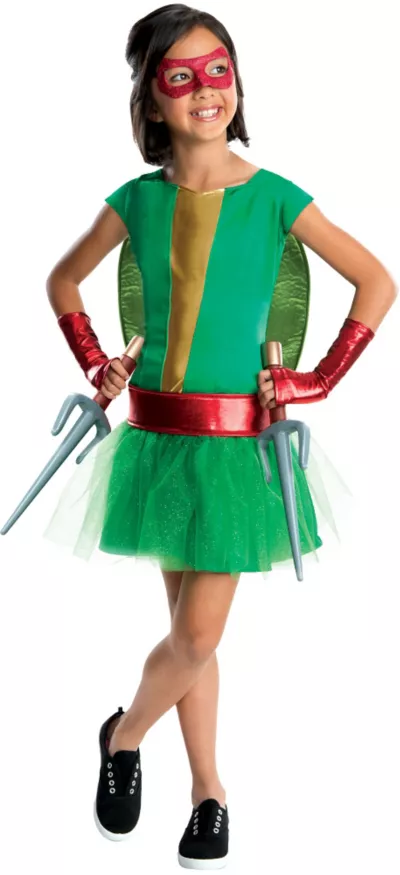 PartyCity Girls Raphael Costume Deluxe - Teenage Mutant Ninja Turtles
