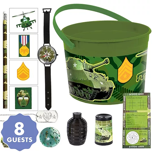 PartyCity Camouflage Ultimate Favor Kit for 8 Guests