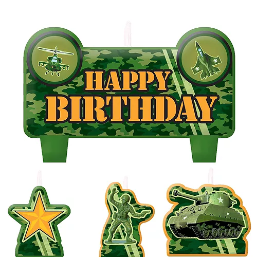 PartyCity Camouflage Birthday Candles 4ct