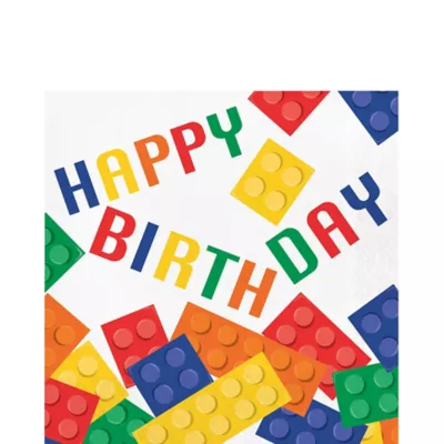 PartyCity Building Blocks Birthday Lunch Napkins 16ct