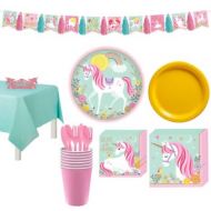 PartyCity Magical Unicorn Tableware Party Kit for 8 Guests