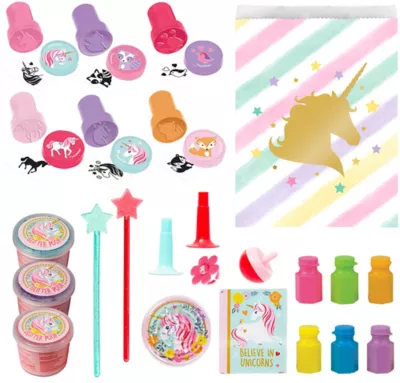 PartyCity Sparkling Unicorn Basic Favor Kit for 8 Guests