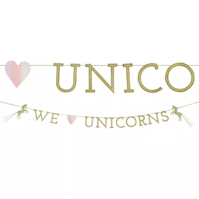 PartyCity Glitter We Love Unicorns Letter Banner
