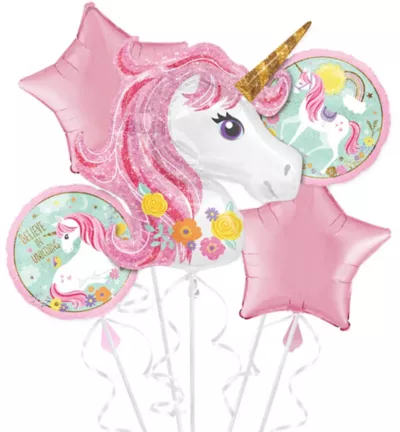 PartyCity Magical Unicorn Balloon Bouquet 5pc