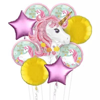  PartyCity Magical Unicorn Balloon Bouquet Kit 17pc