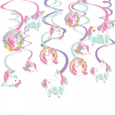 PartyCity Magical Unicorn Swirl Decorations 12ct