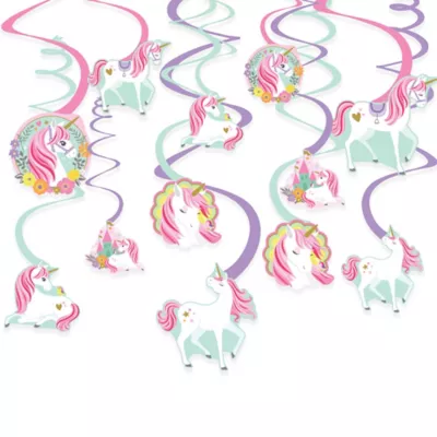  PartyCity Magical Unicorn Swirl Decorations 12ct