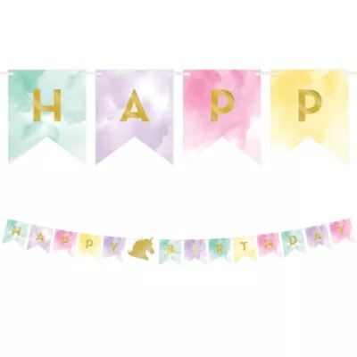  PartyCity Sparkling Unicorn Happy Birthday Pennant Banner