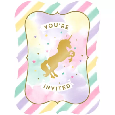 PartyCity Sparkling Unicorn Invitations 8ct